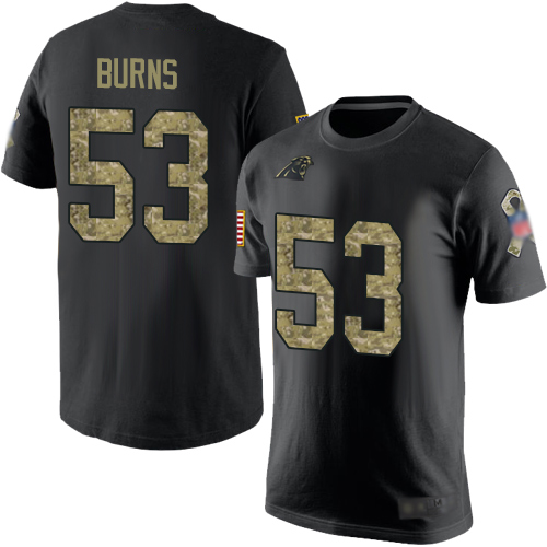 Carolina Panthers Men Black Camo Brian Burns Salute to Service NFL Football #53 T Shirt->nfl t-shirts->Sports Accessory